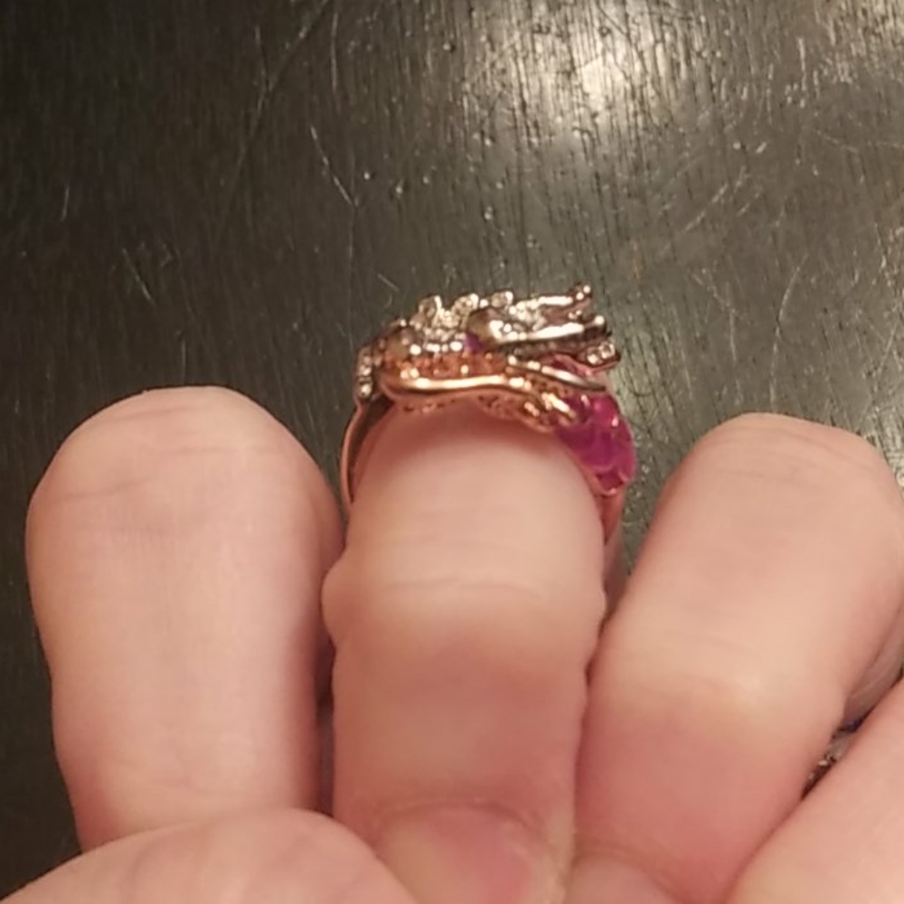 3XHP! NWT Beautiful Goth Pink/Purple Dragon Ring 5! - Picture 3 of 7